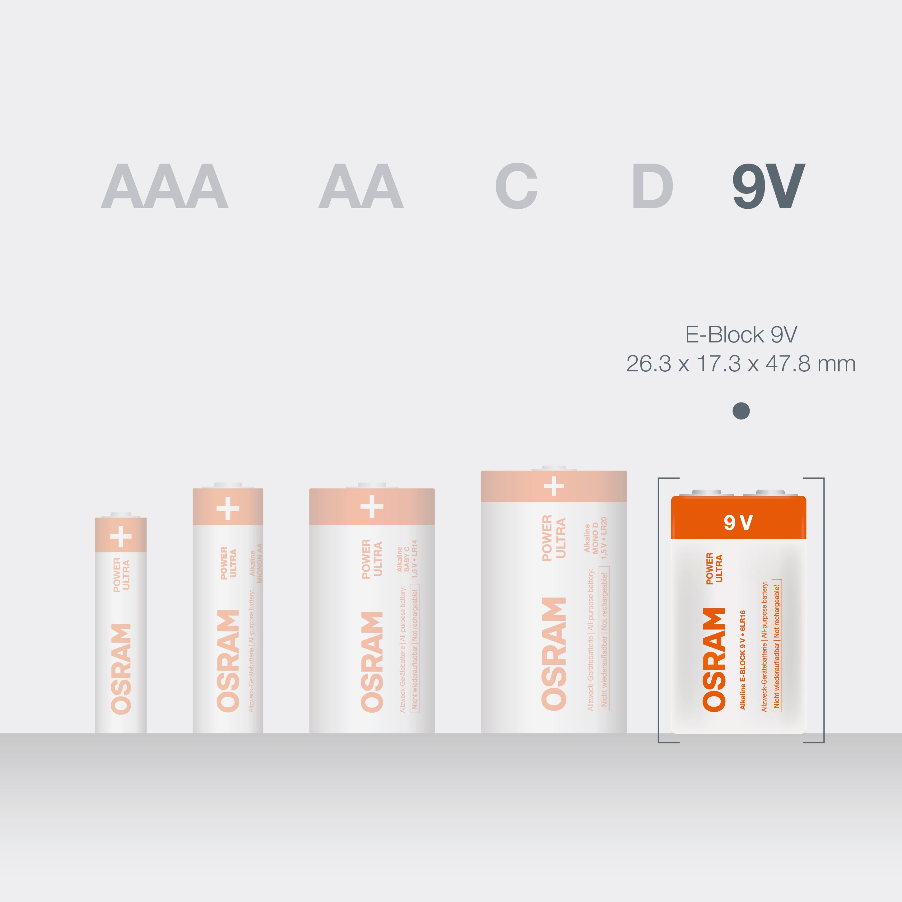 OSRAM Batterie Alkaline E-Block 9V 6LR61 POWER ULTRA