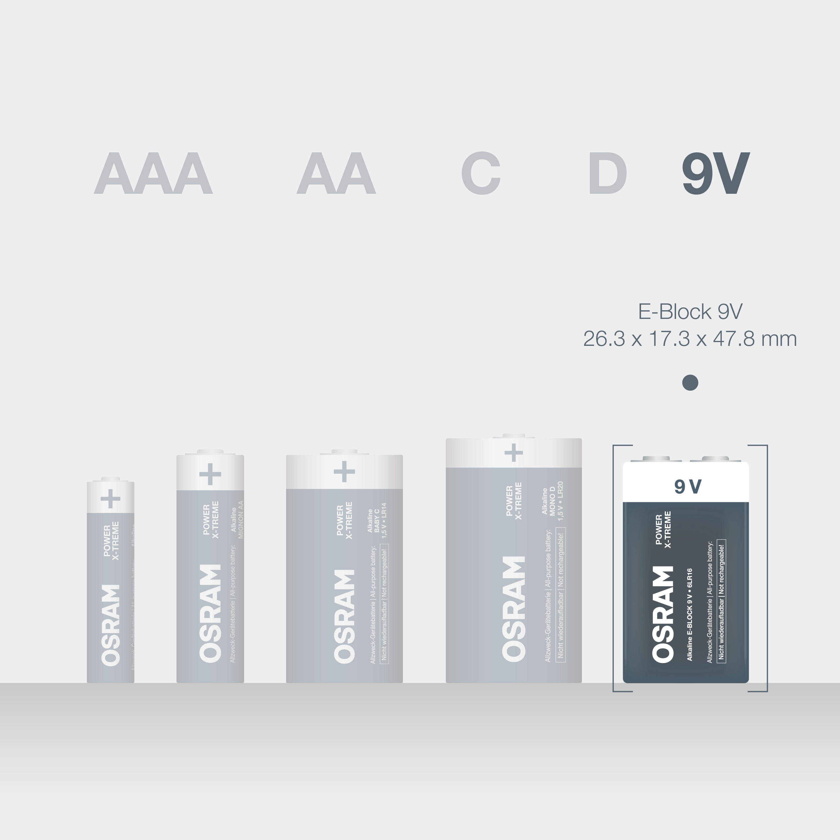 OSRAM Batterie Alkaline E-Block 9V 6LR61 POWER X-TREME