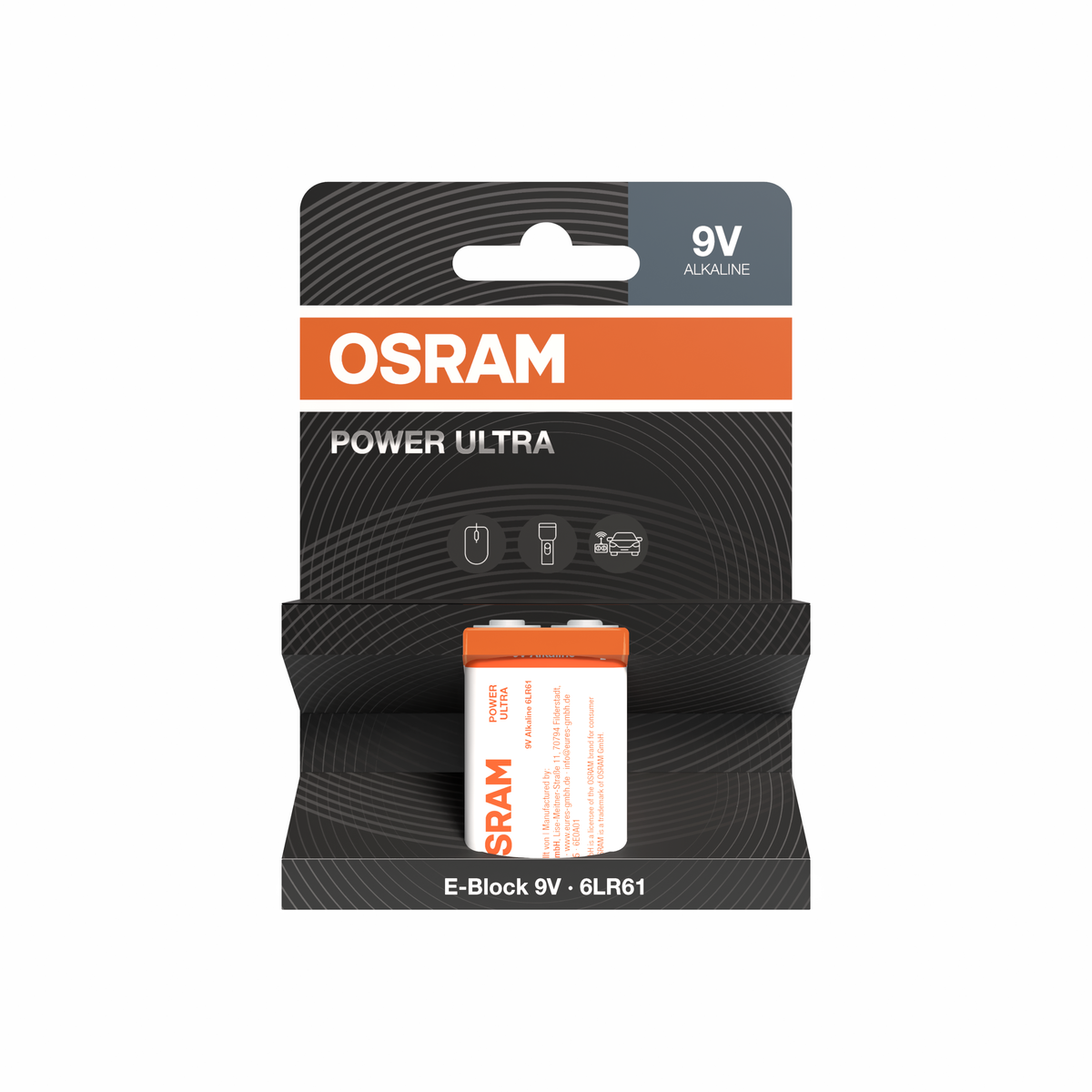 OSRAM Batterie Alkaline E-Block 9V 6LR61 POWER ULTRA