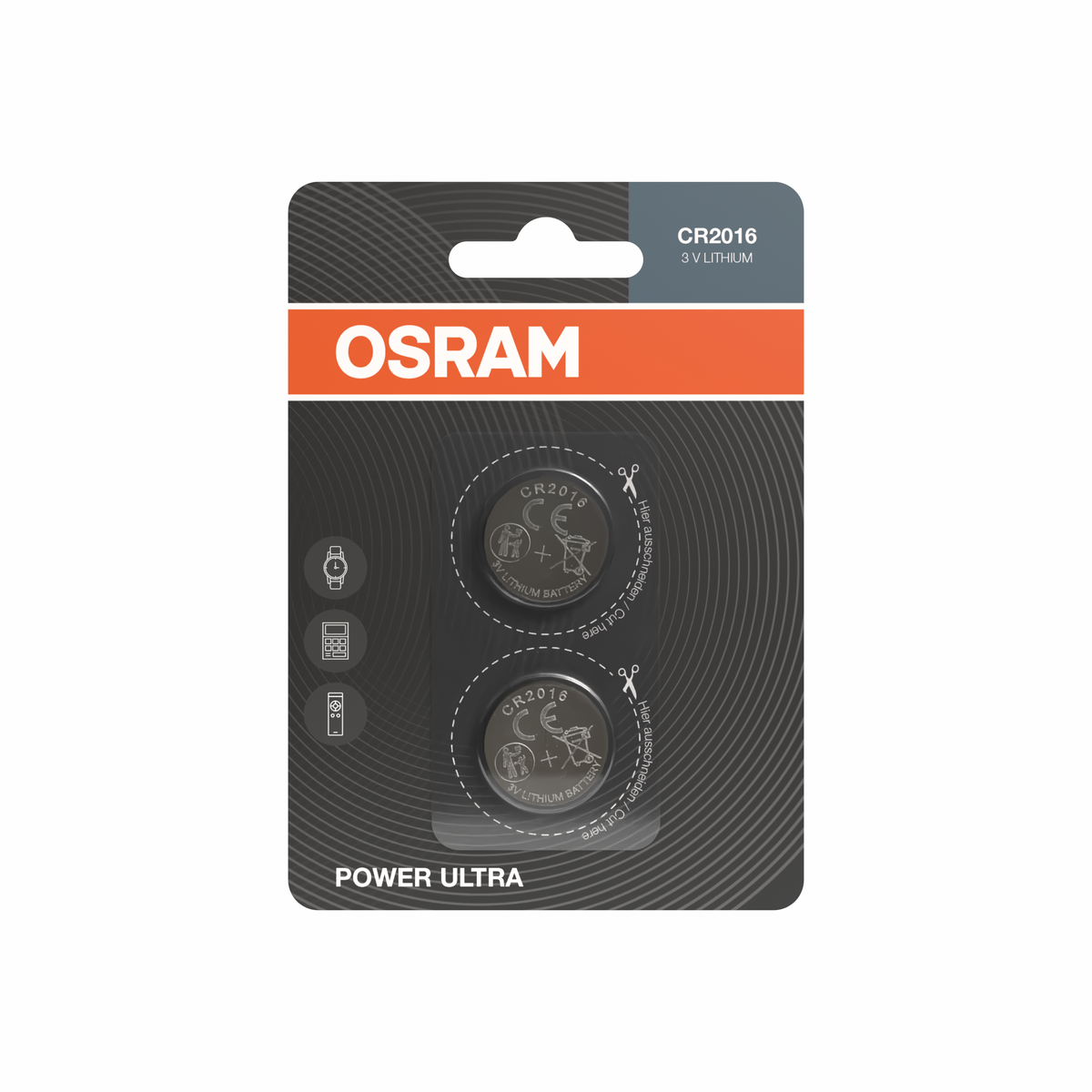OSRAM Knopfzelle Lithium CR2016 80mAh POWER ULTRA