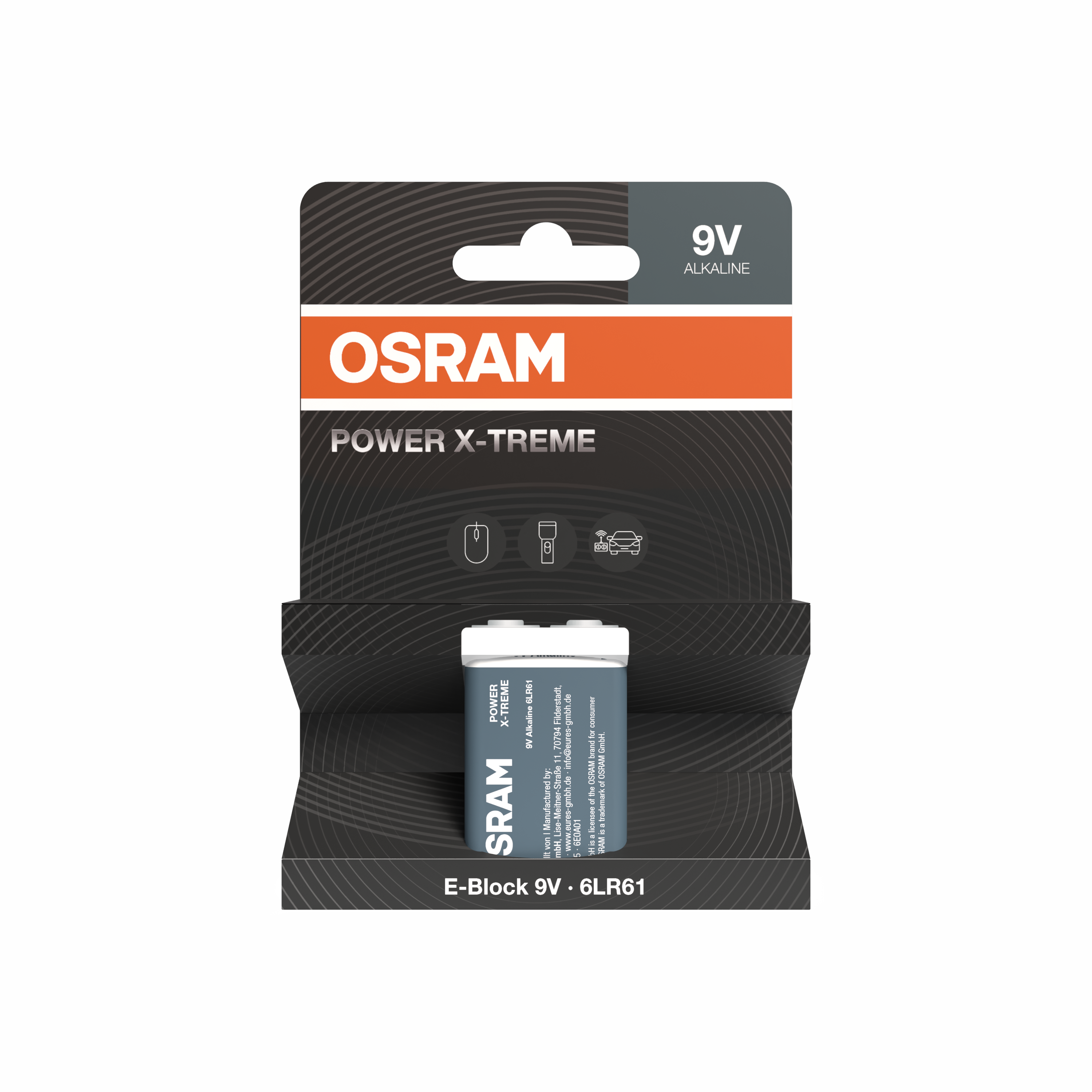 OSRAM Batterie Alkaline E-Block 9V 6LR61 POWER X-TREME