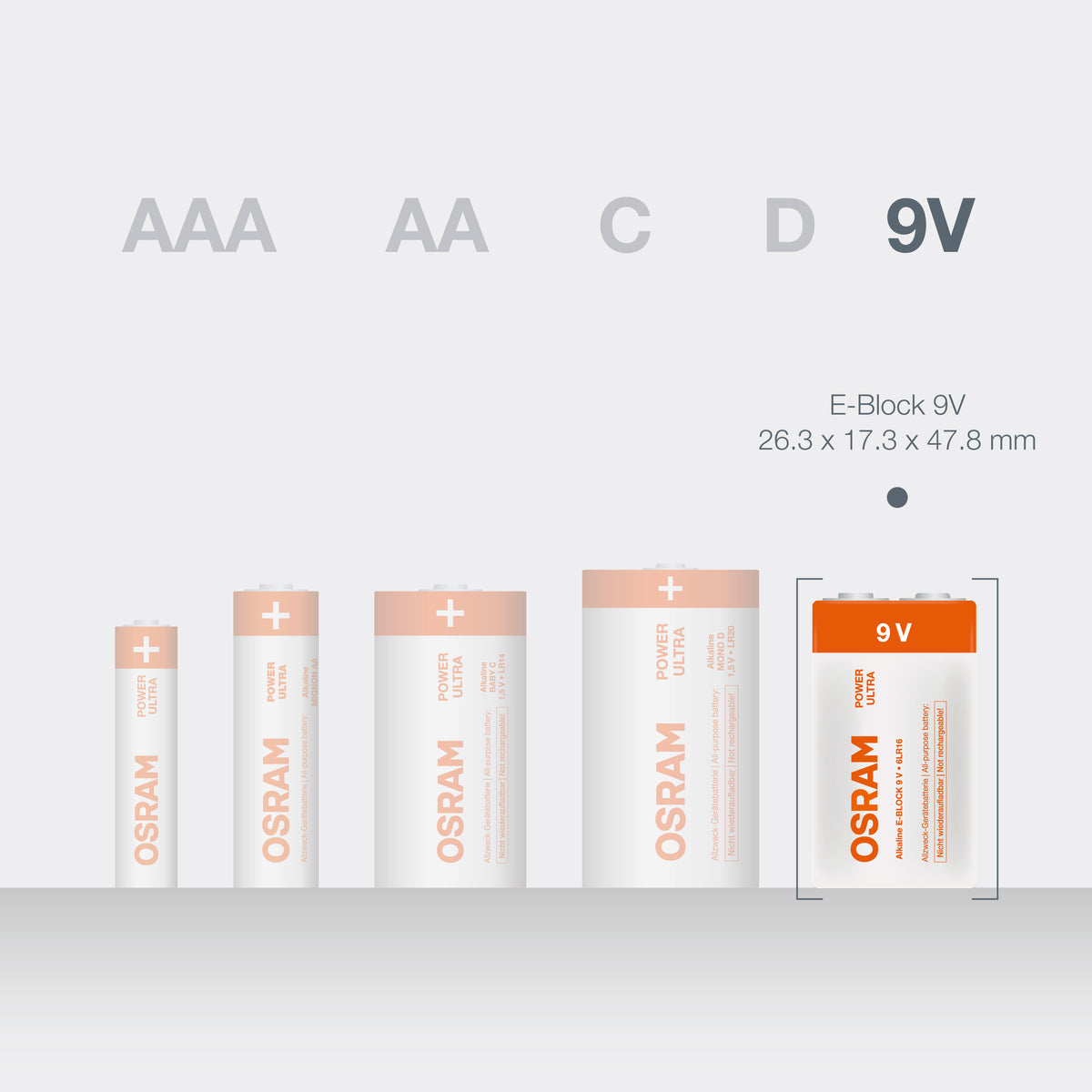 OSRAM Batterie Alkaline E-Block 9V 6LR61 POWER ULTRA