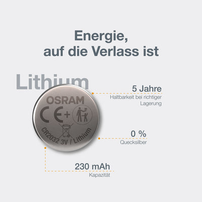 OSRAM Knopfzelle Lithium CR2032 230mAh POWER ULTRA